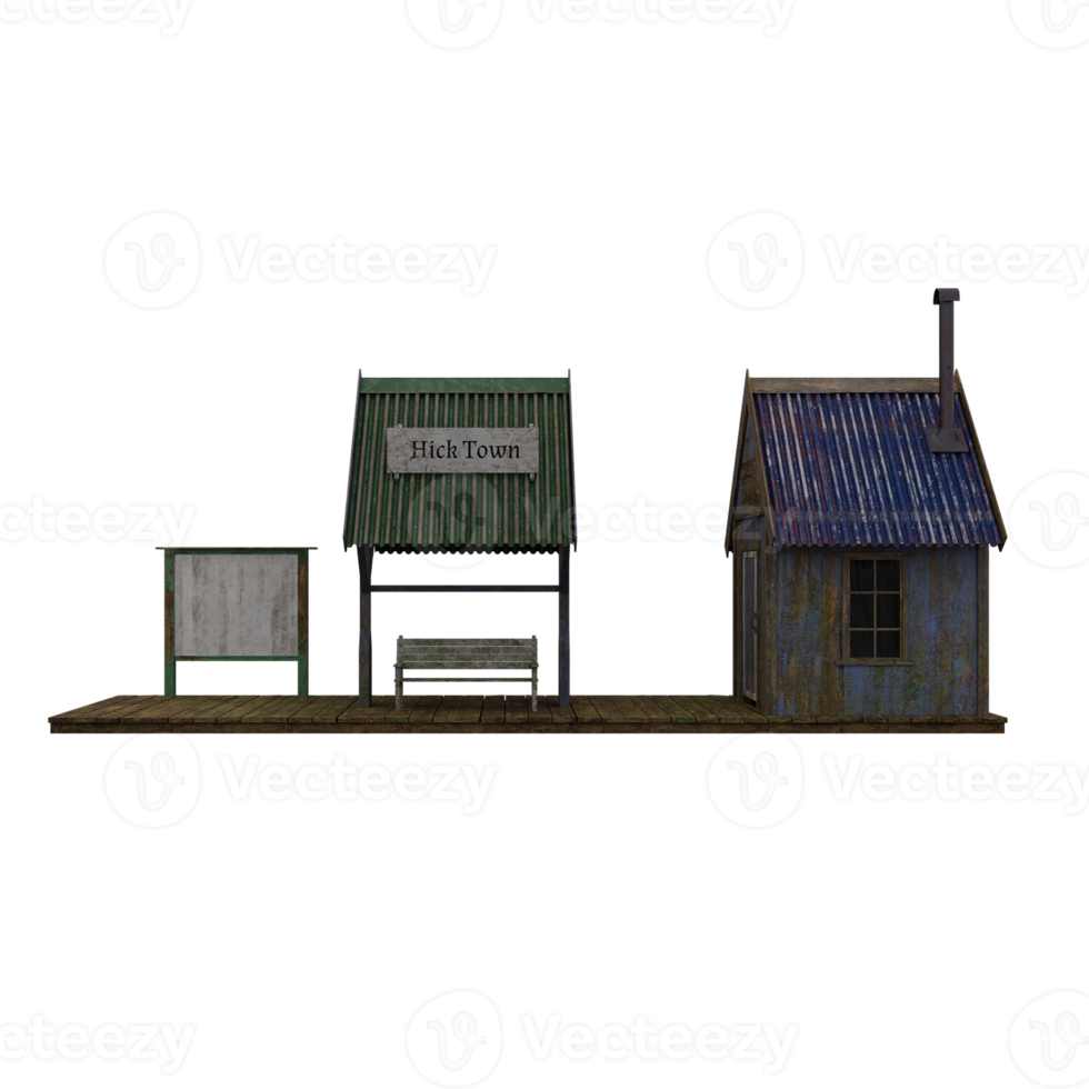 3d Old West Train Station png