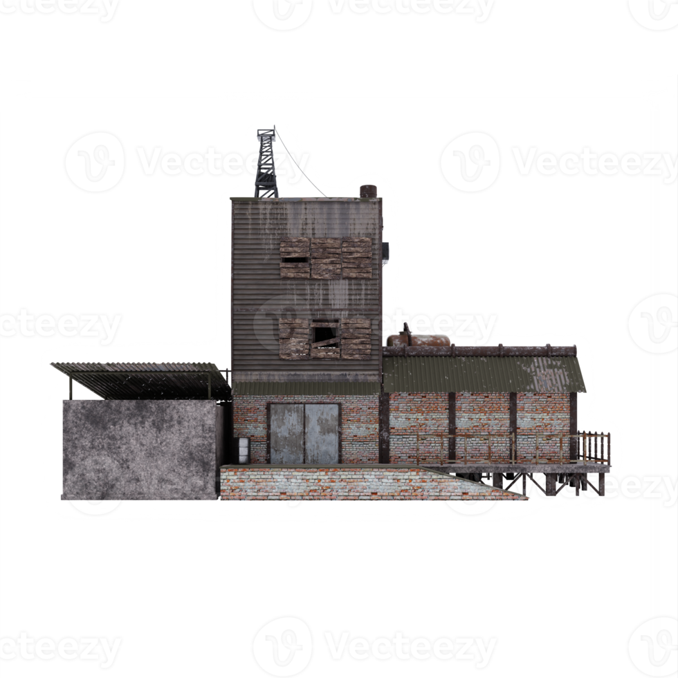 old apocalypse abandoned house with garage png