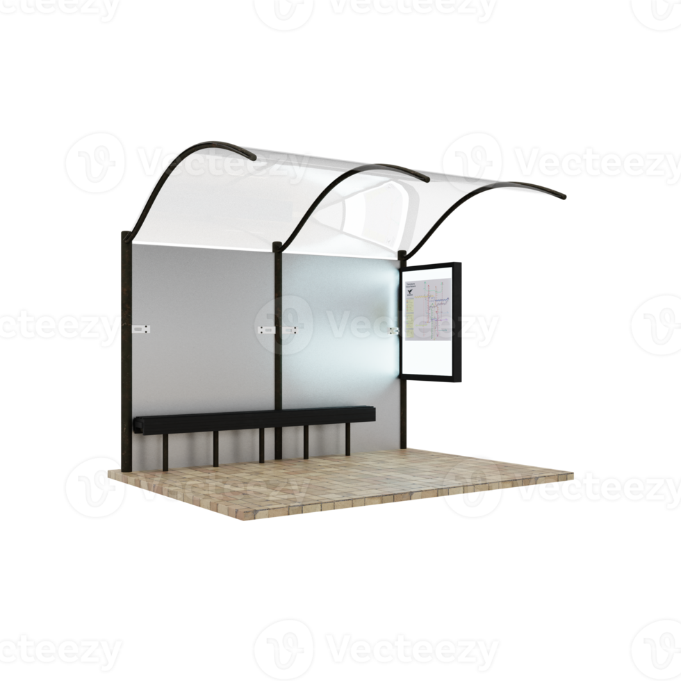 3d bus stop isolated png