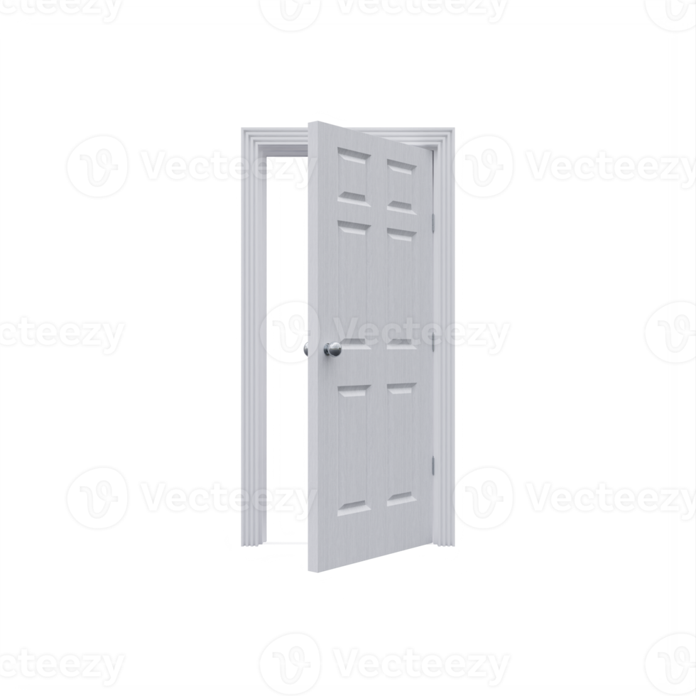 vit 6 panel öppen dörr isolerat png