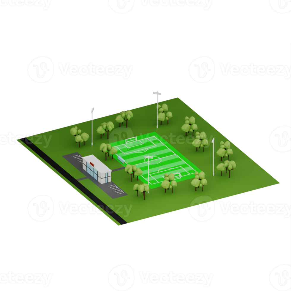 Cartoon isometric stadium model isolated png