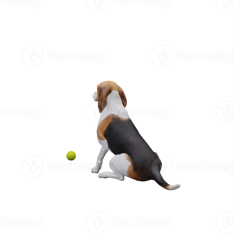 3d cute dog play with ball png