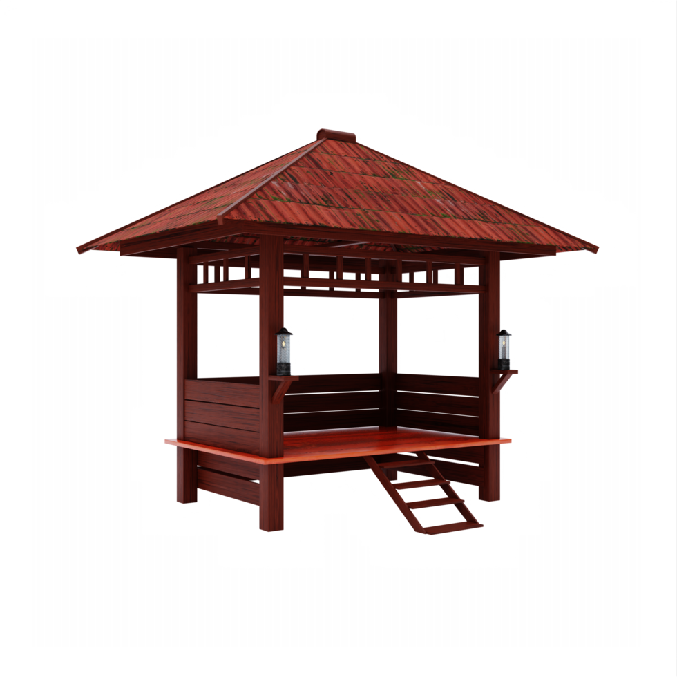 gazebo en bois 3d isolé png