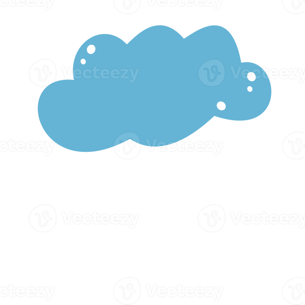 blue cloud with rain in cartoon style png