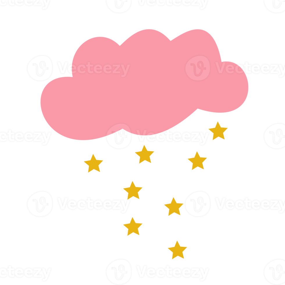 pink cloud with rain star png