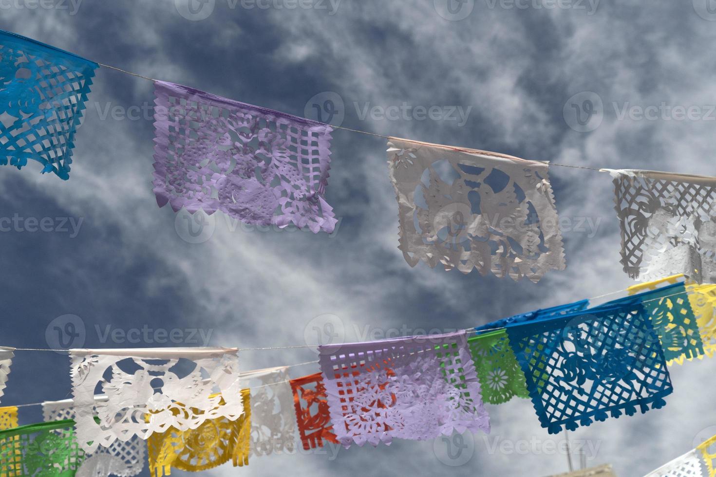 Mexican fiesta party traditional small flags photo