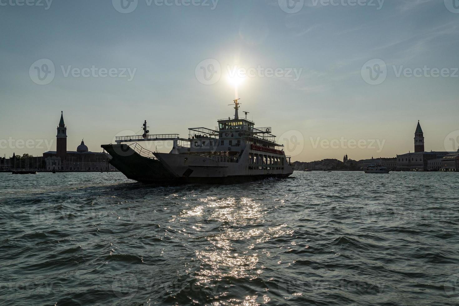 Venice cityscape silhouette at sunset photo