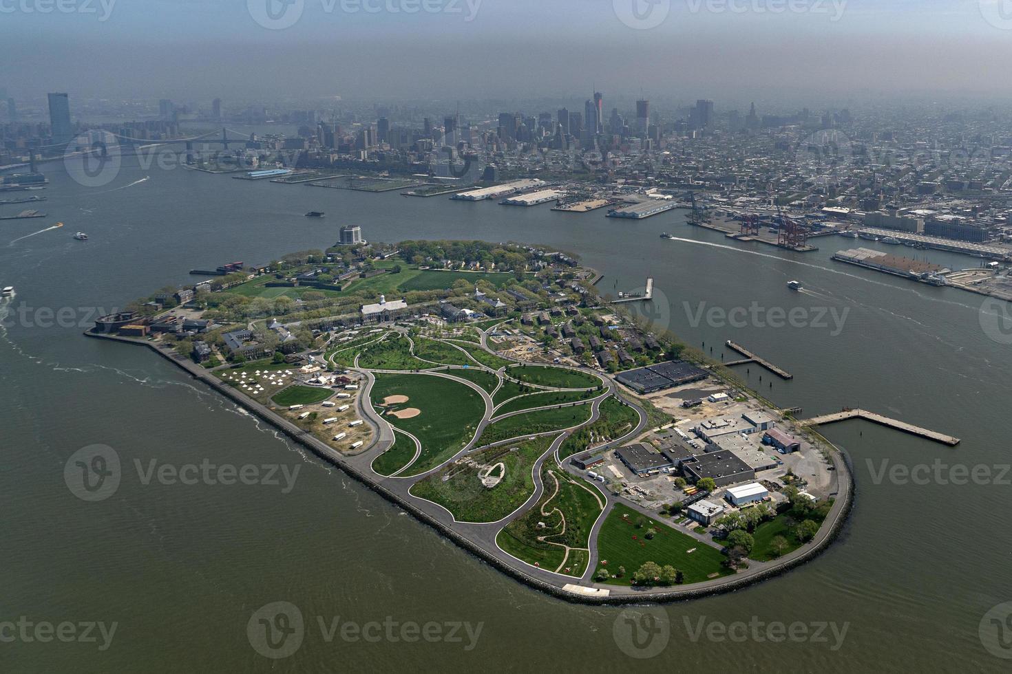 governor island manhattan aerial view new york photo