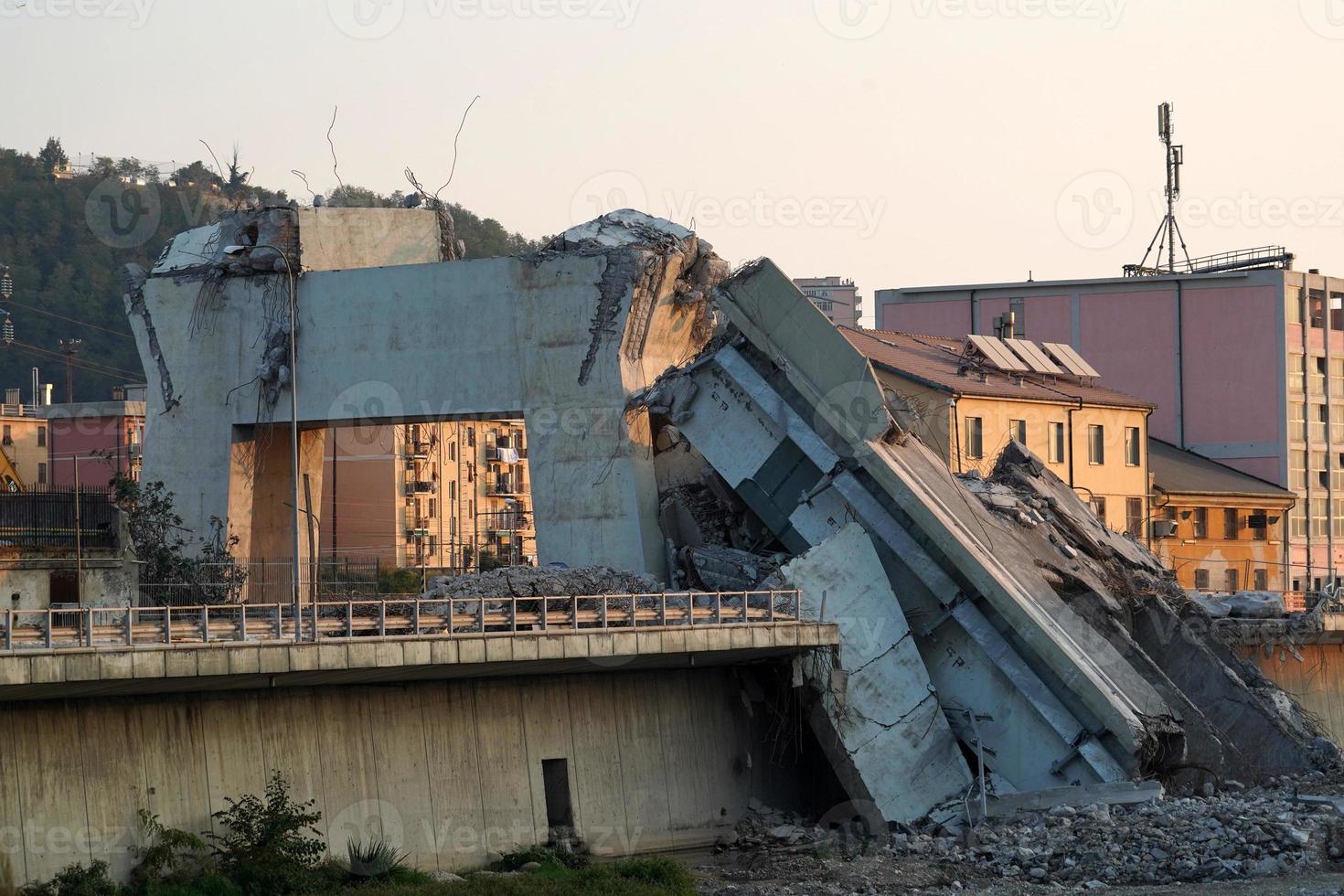 morandi collapsed bridge in genoa photo
