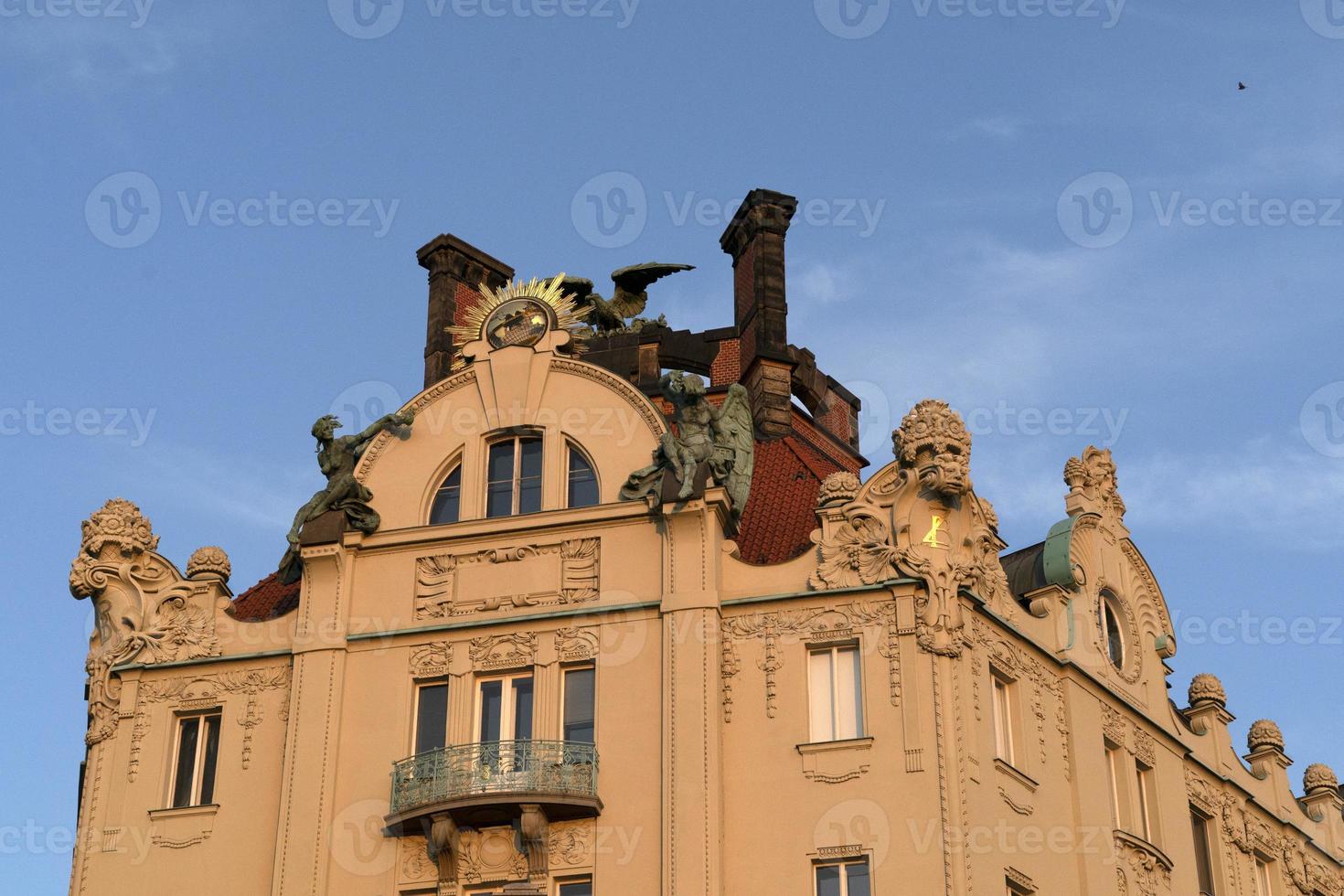 Prague old buildings view panorama photo