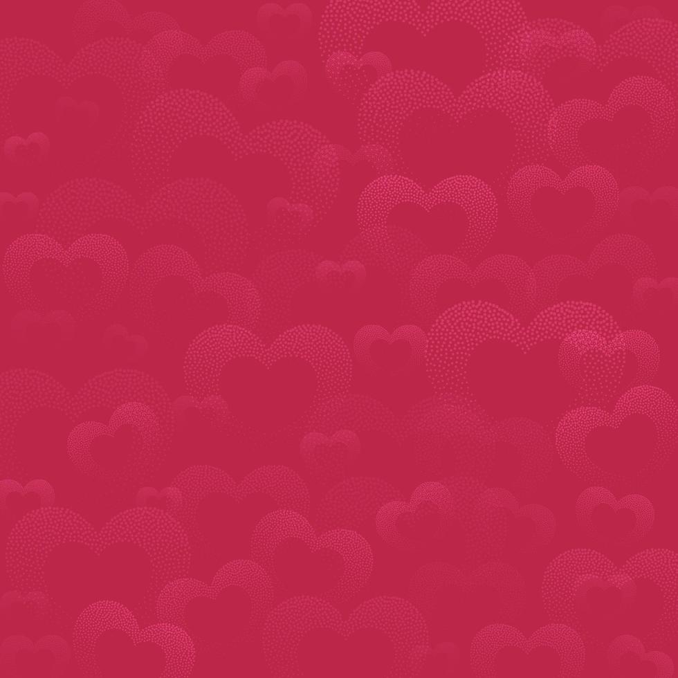 Valentine's day design, pattern with textured hearts in Viva Magenta color. Pink background. Design texture elements for  banner, card, cover, poster, backdrop, wall. Vector illustration.