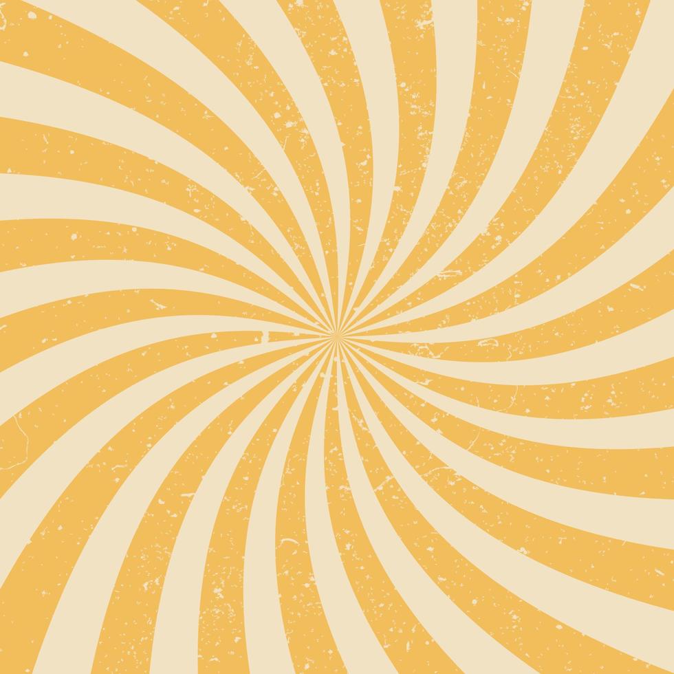 Swirling radial vintage textured pattern background. Vector illustration for swirl design. Vortex starburst spiral twirl square. Converging psychadelic scalable stripes. Vintage grunge summer