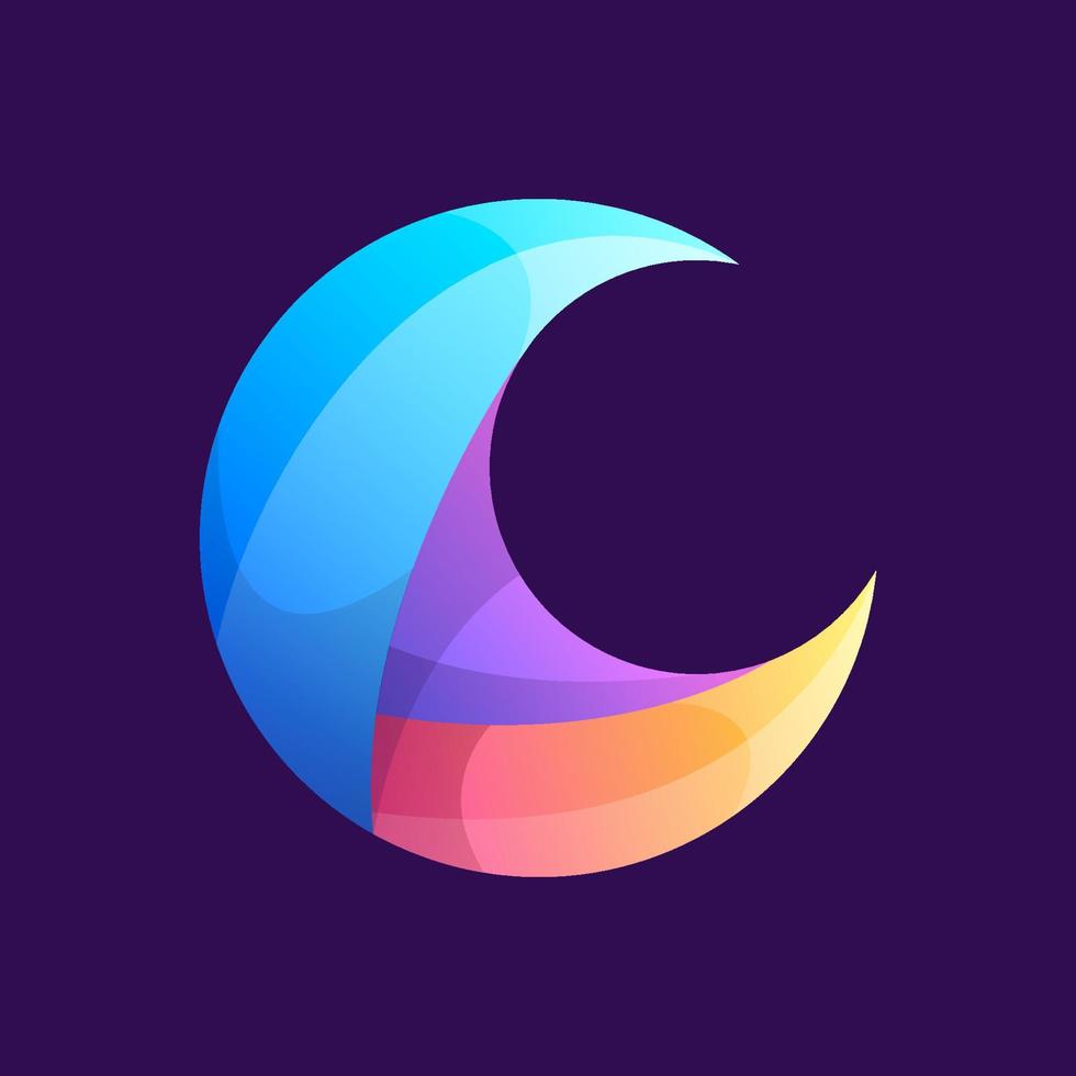 colorful crescent moon vector design