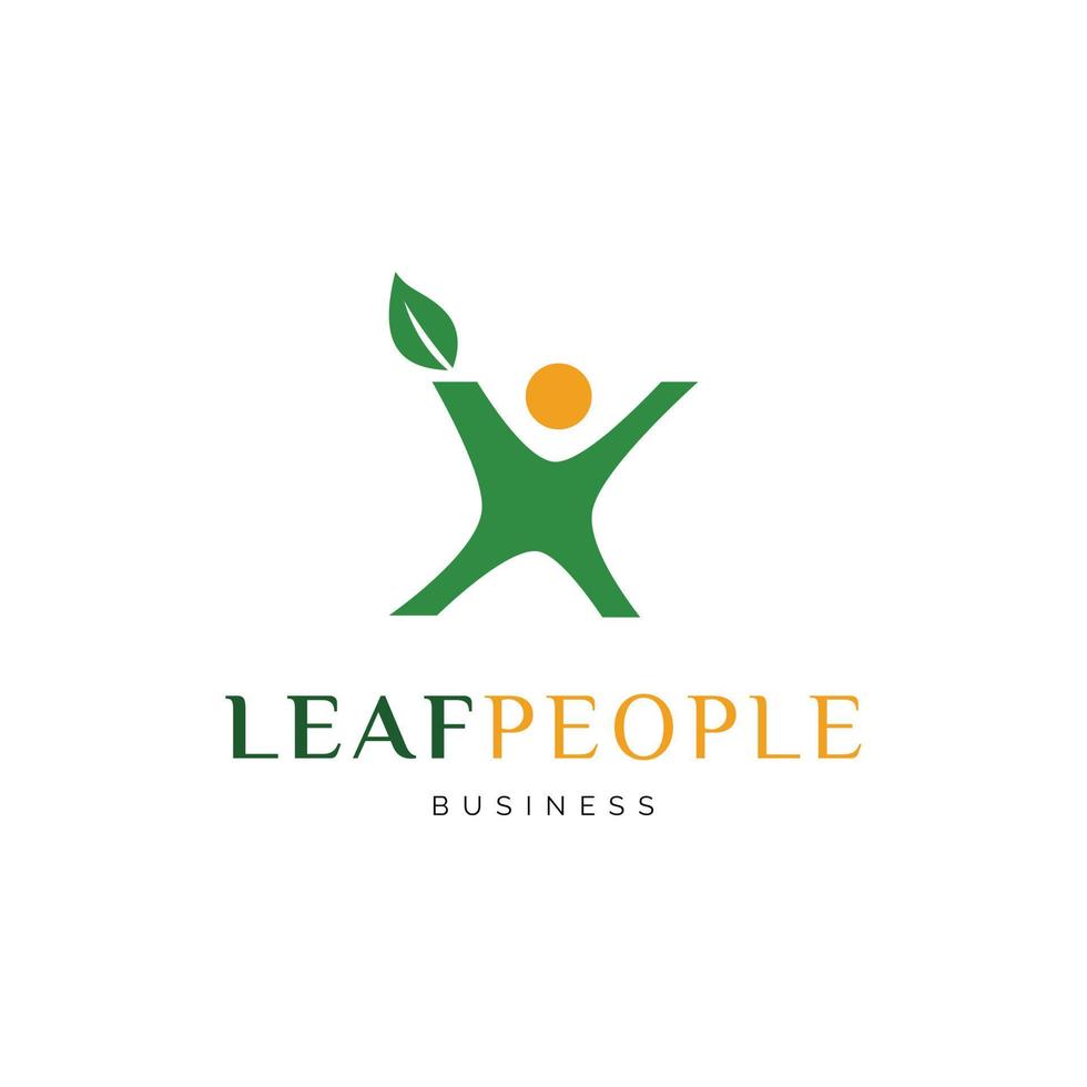 Leaf People Icon Logo Design Template vector