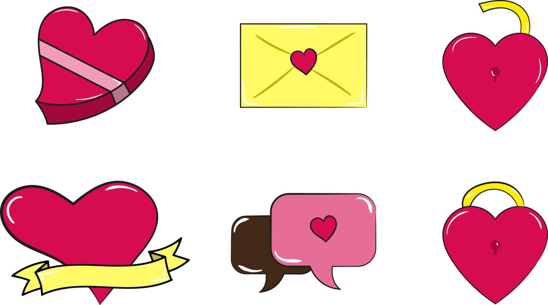 set of icons valentine's day vector