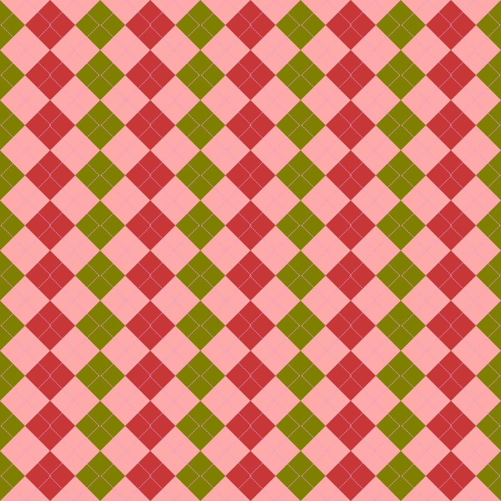 red and green seamless geometric pattern with argyle background vector