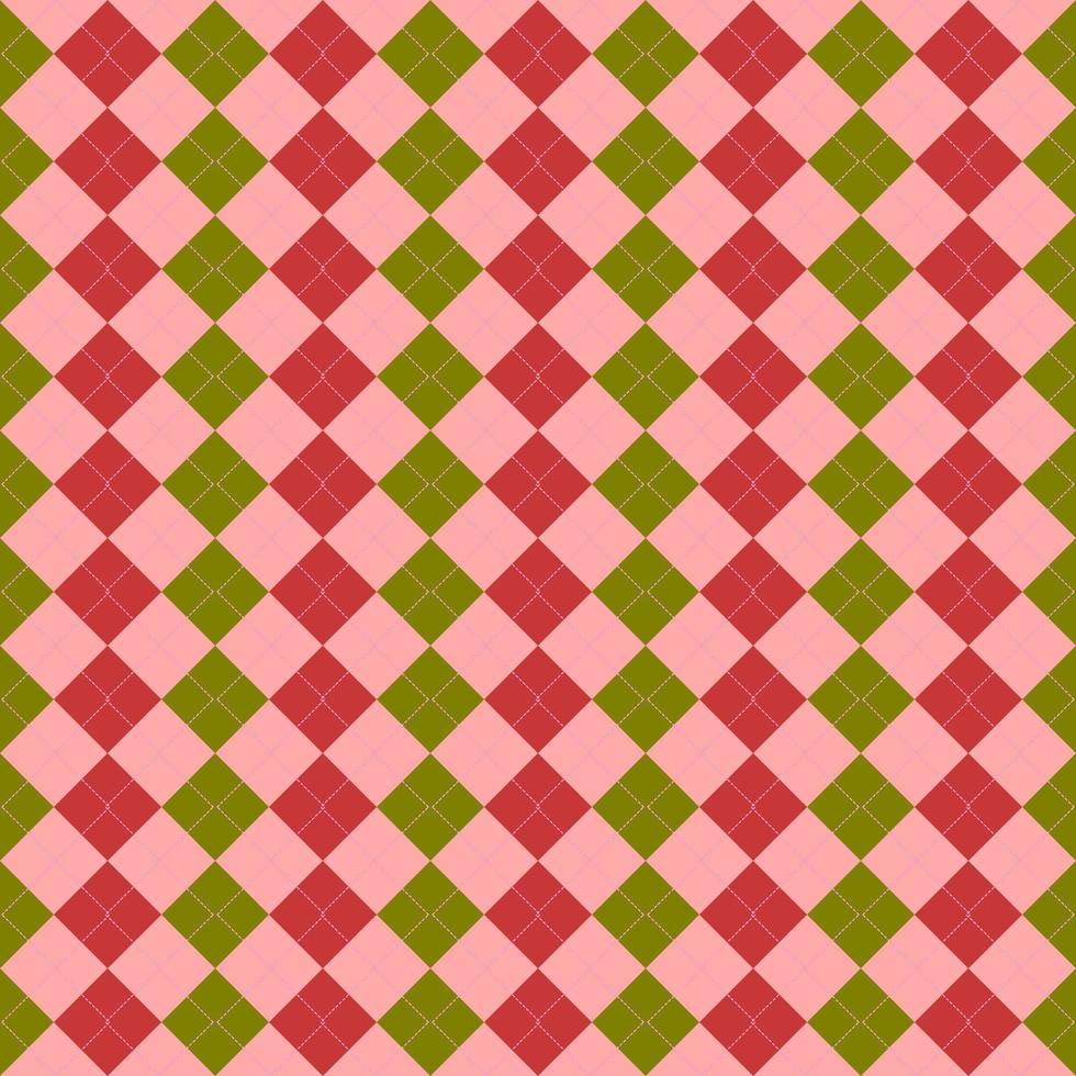 red and green seamless geometric pattern with argyle background vector