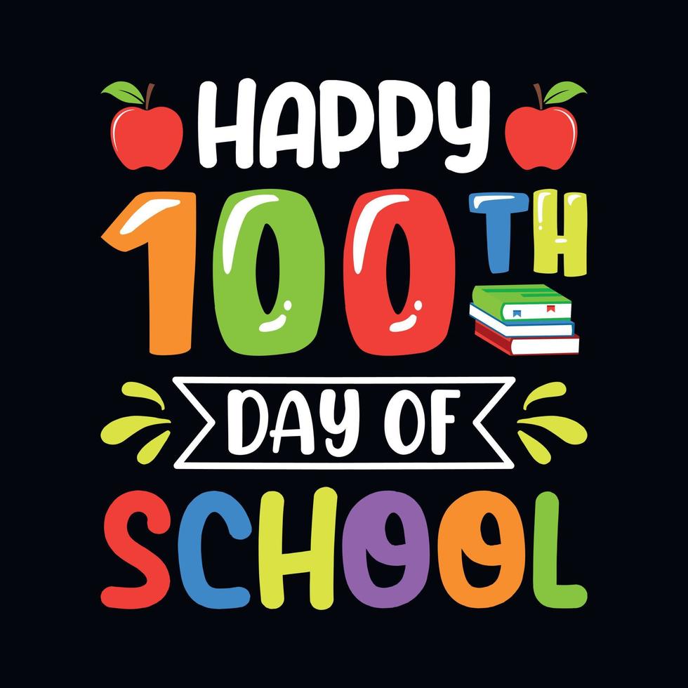 feliz día 100 de escuela, vector de diseño de 100 días de escuela