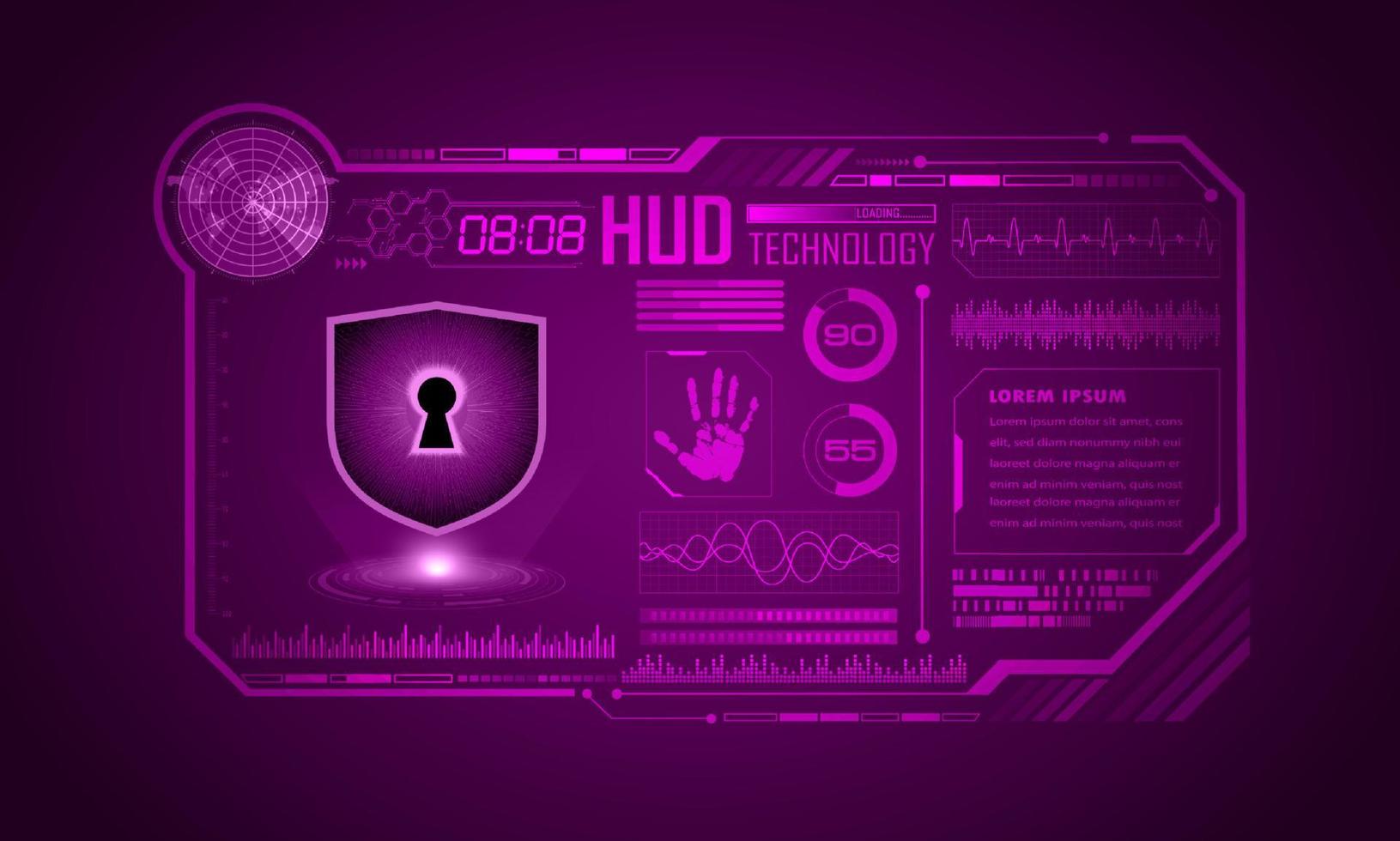 Modern HUD Technology Screen Background with padlock vector