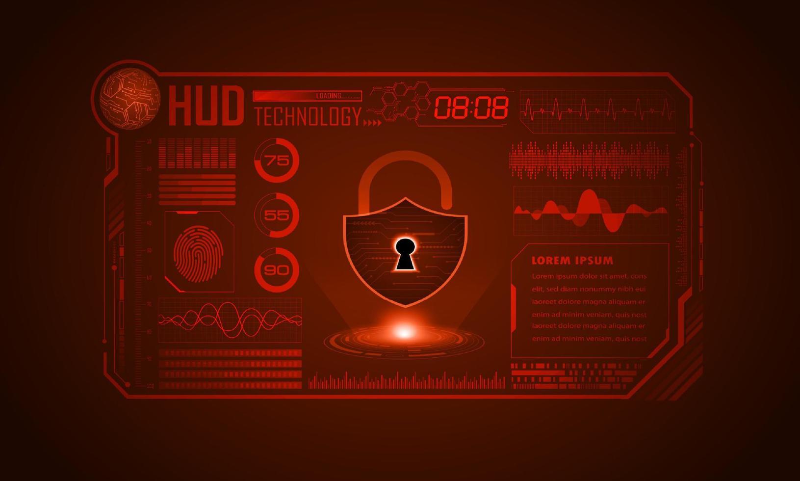 Modern HUD Technology Screen Background with padlock vector