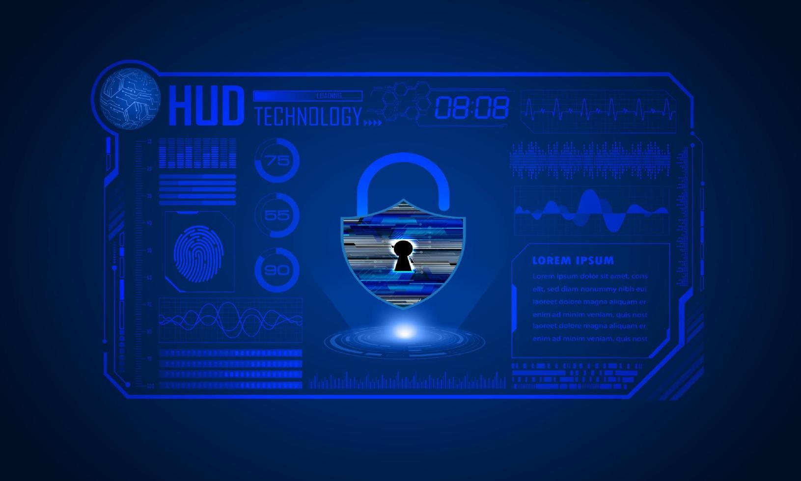 Modern HUD Technology Screen Background with padlock vector