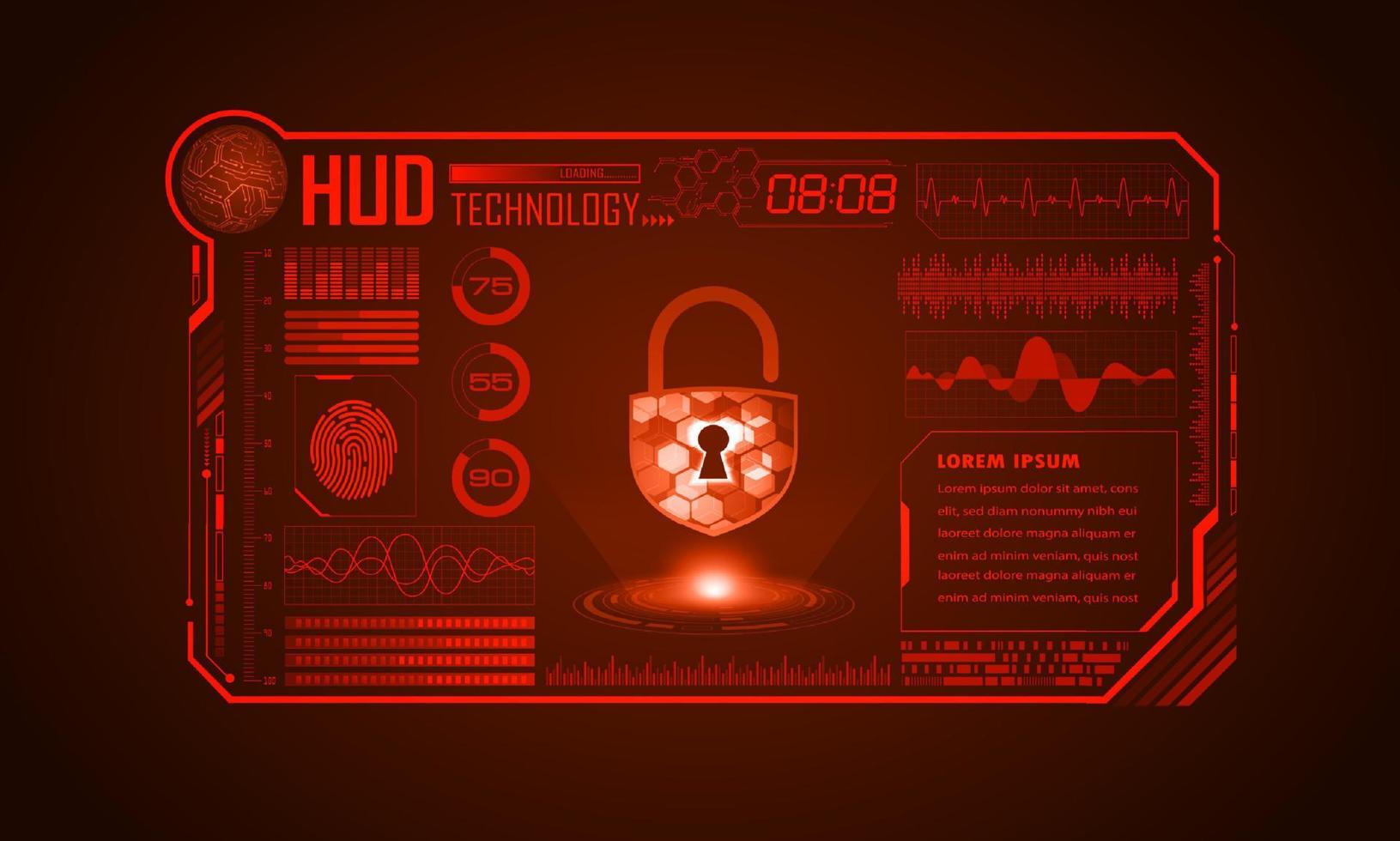 xxxxxModern HUD Technology Screen Background with padlock vector