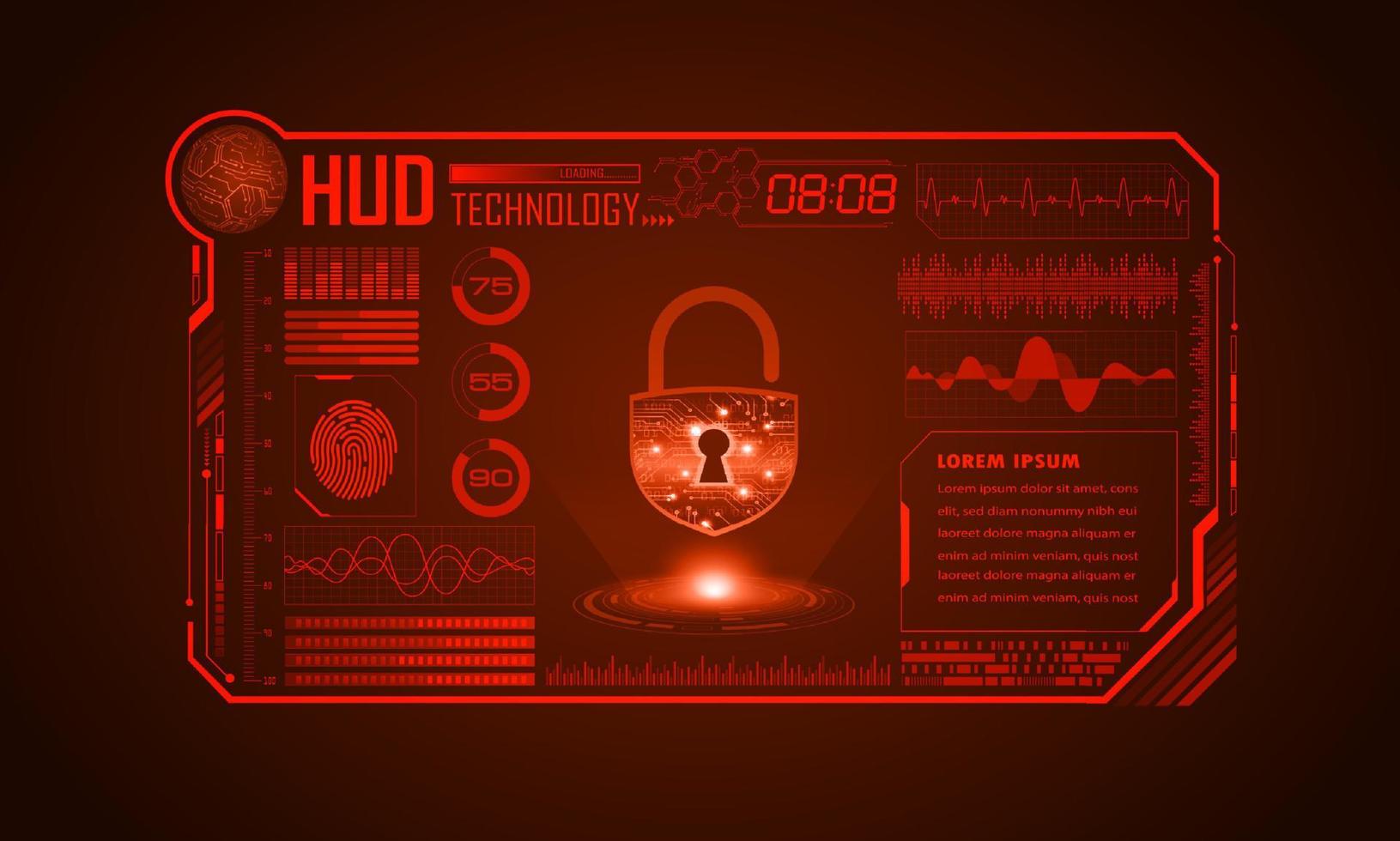 xxxxxModern HUD Technology Screen Background with padlock vector