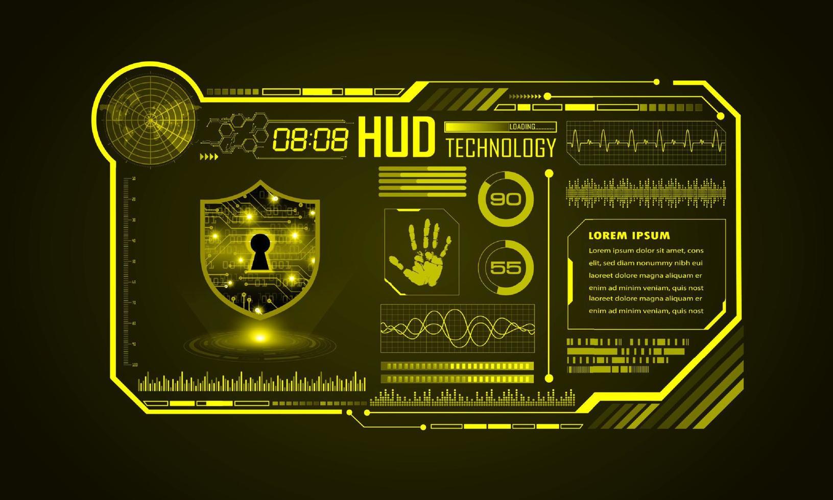 Modern HUD Technology Screen Background with padlock vector