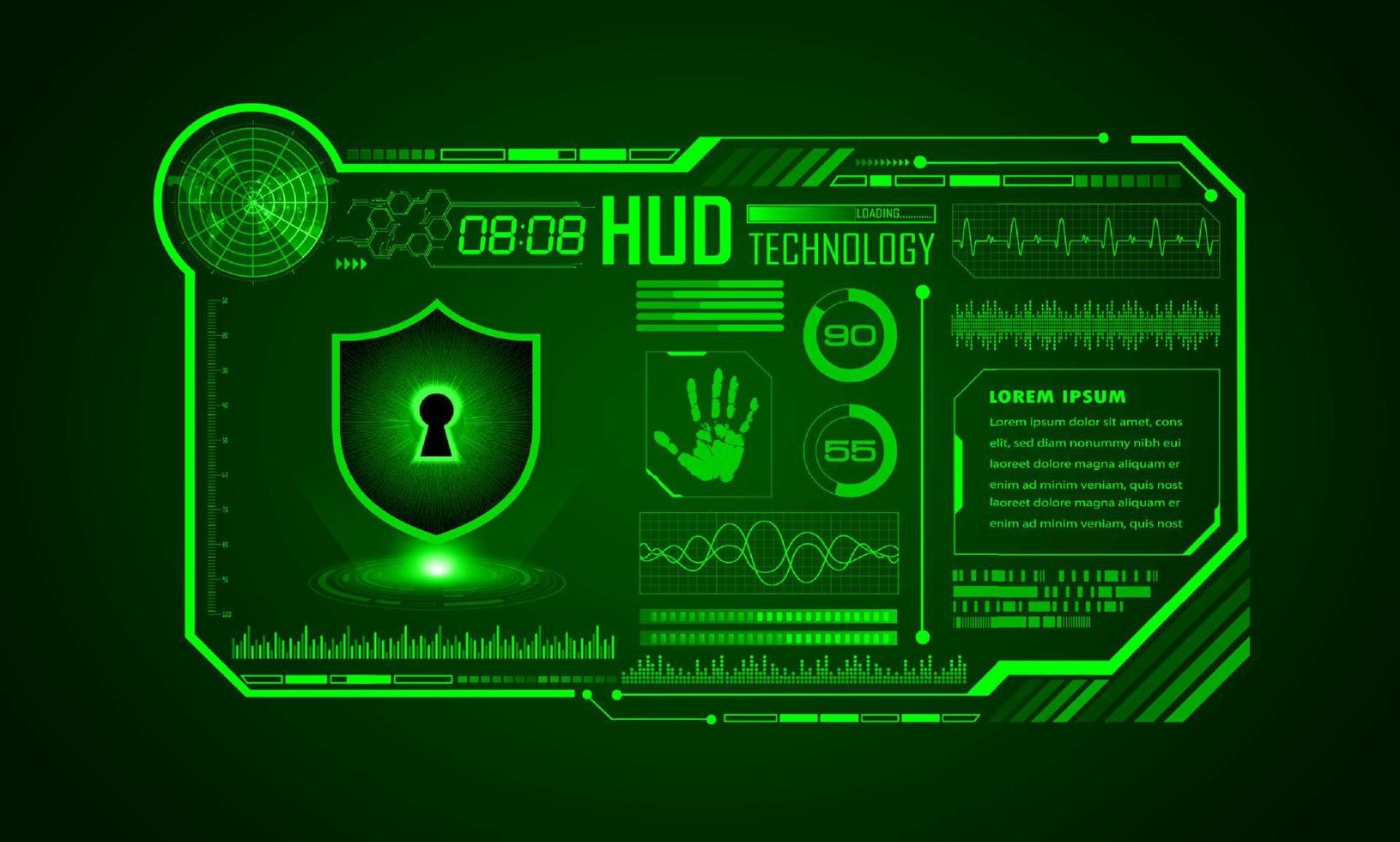 Modern HUD Technology Screen Background with padlock vector