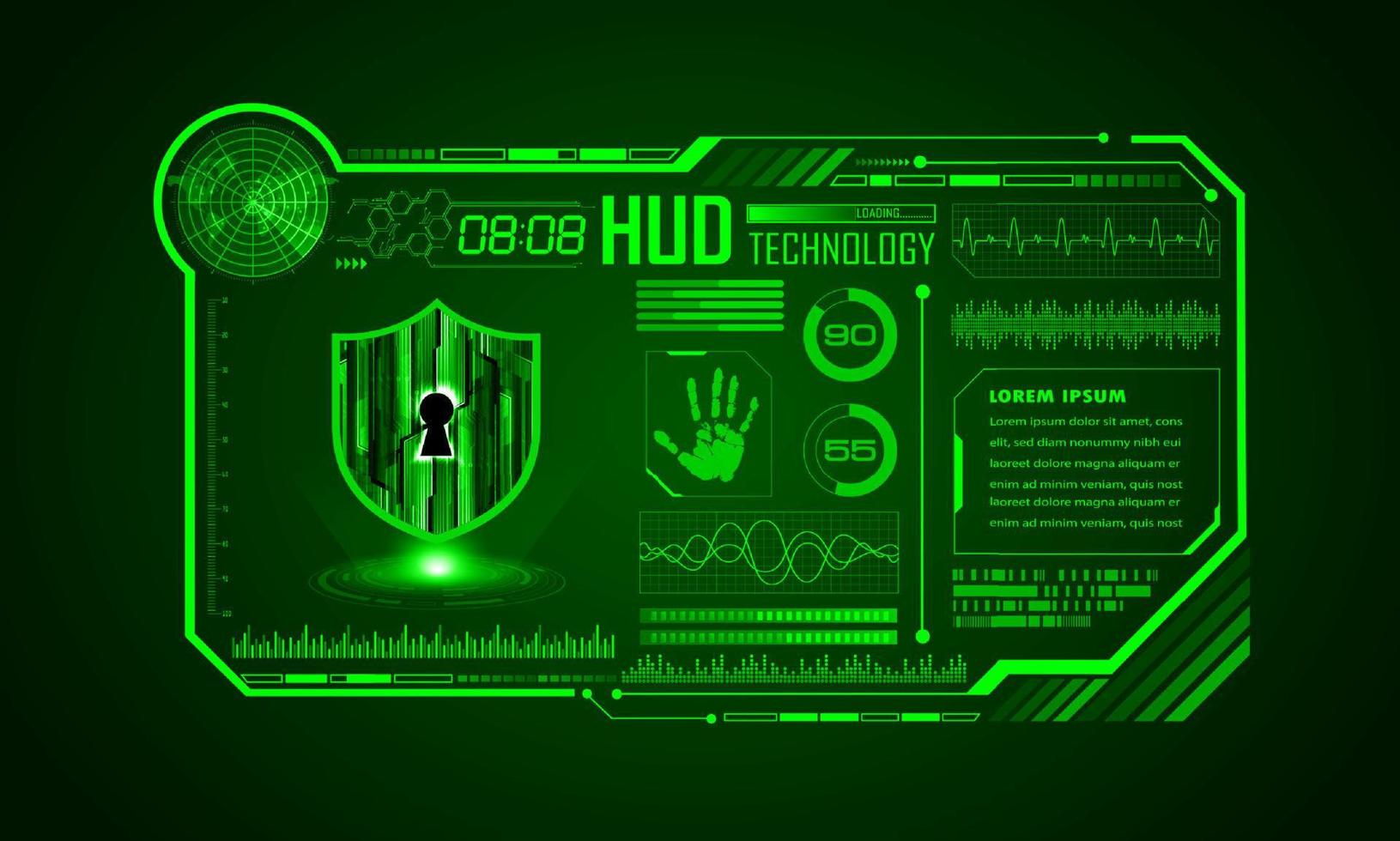 Modern HUD Technology Screen Background with padlock vector