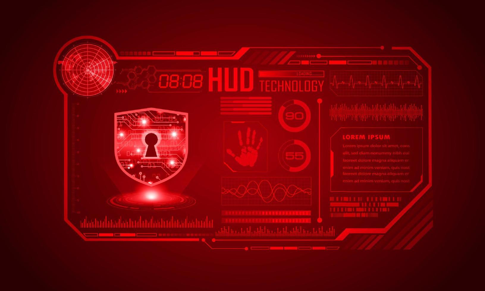 Modern HUD Technology Screen Background with padlock vector
