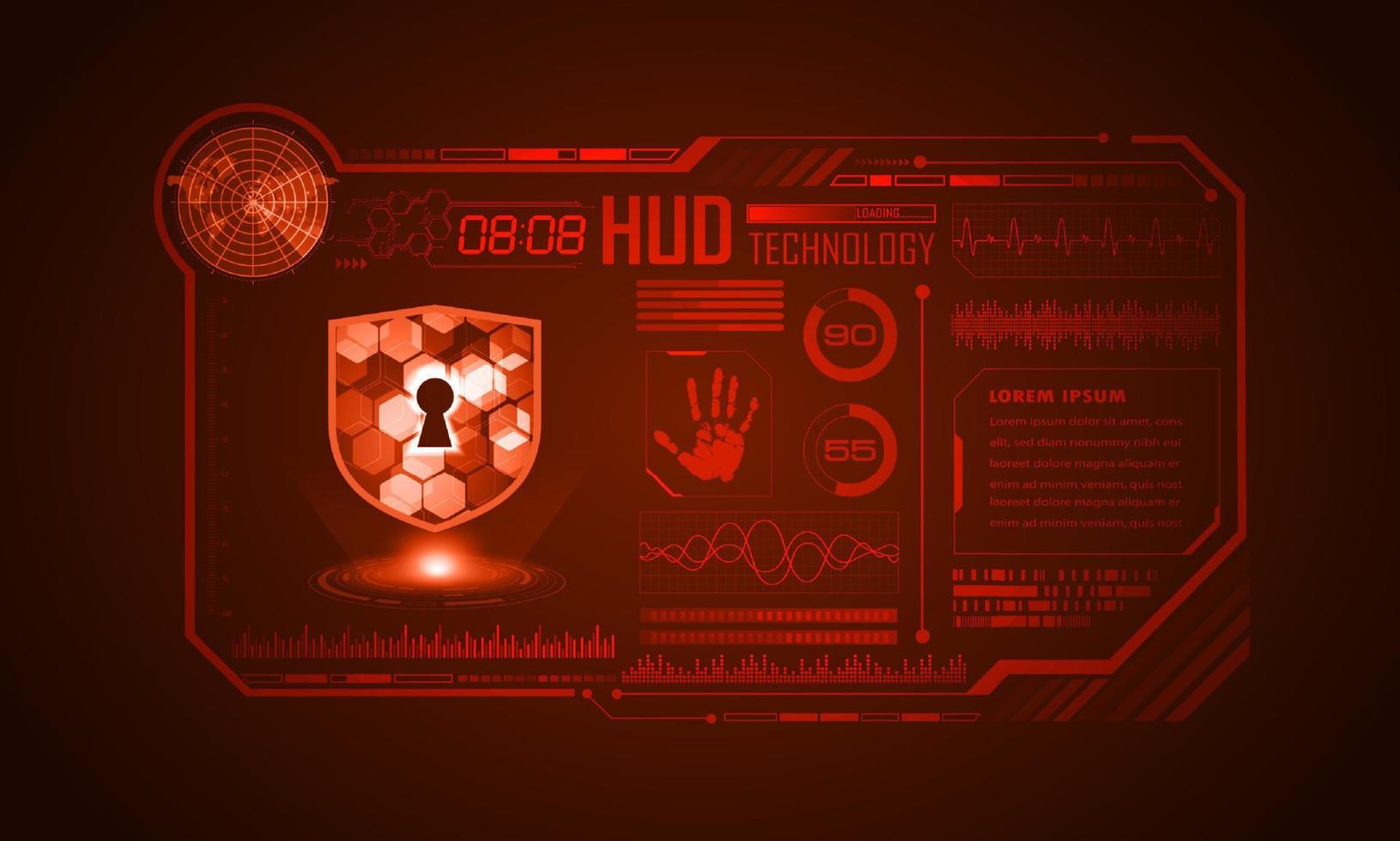 Modern HUD Technology Screen Background with padlock vector