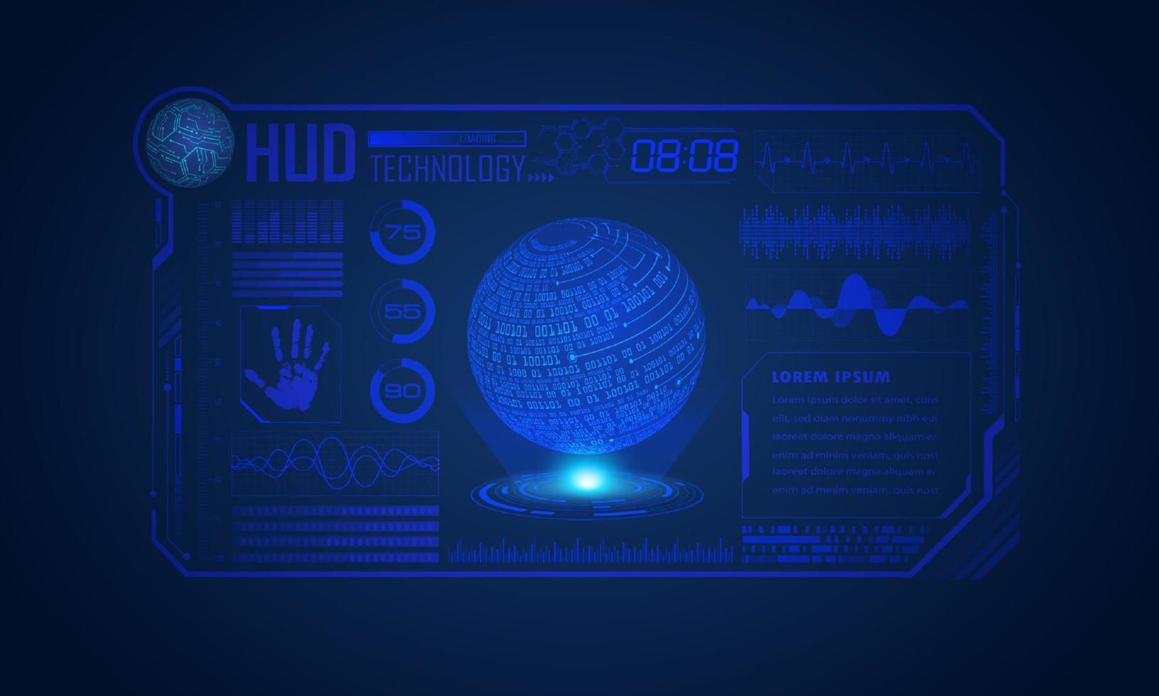 Modern HUD Technology Screen Background with blue globe vector