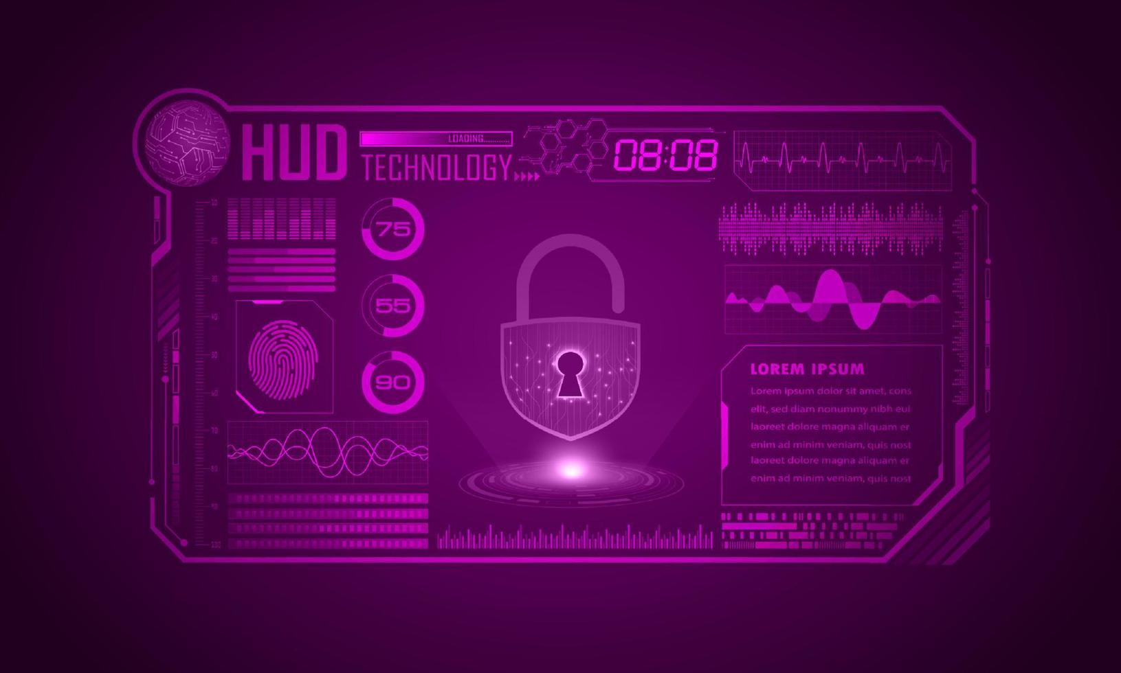 Modern HUD Technology Screen Background with padlock vector