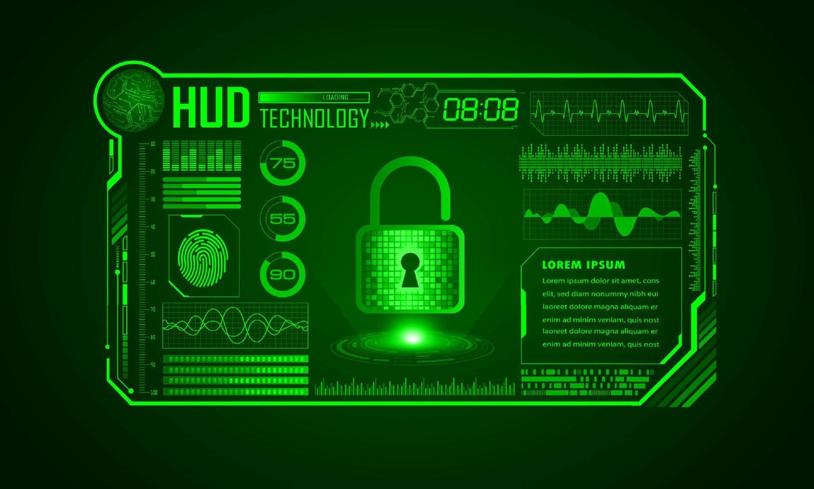 Modern HUD Technology Screen Background with padlock vector