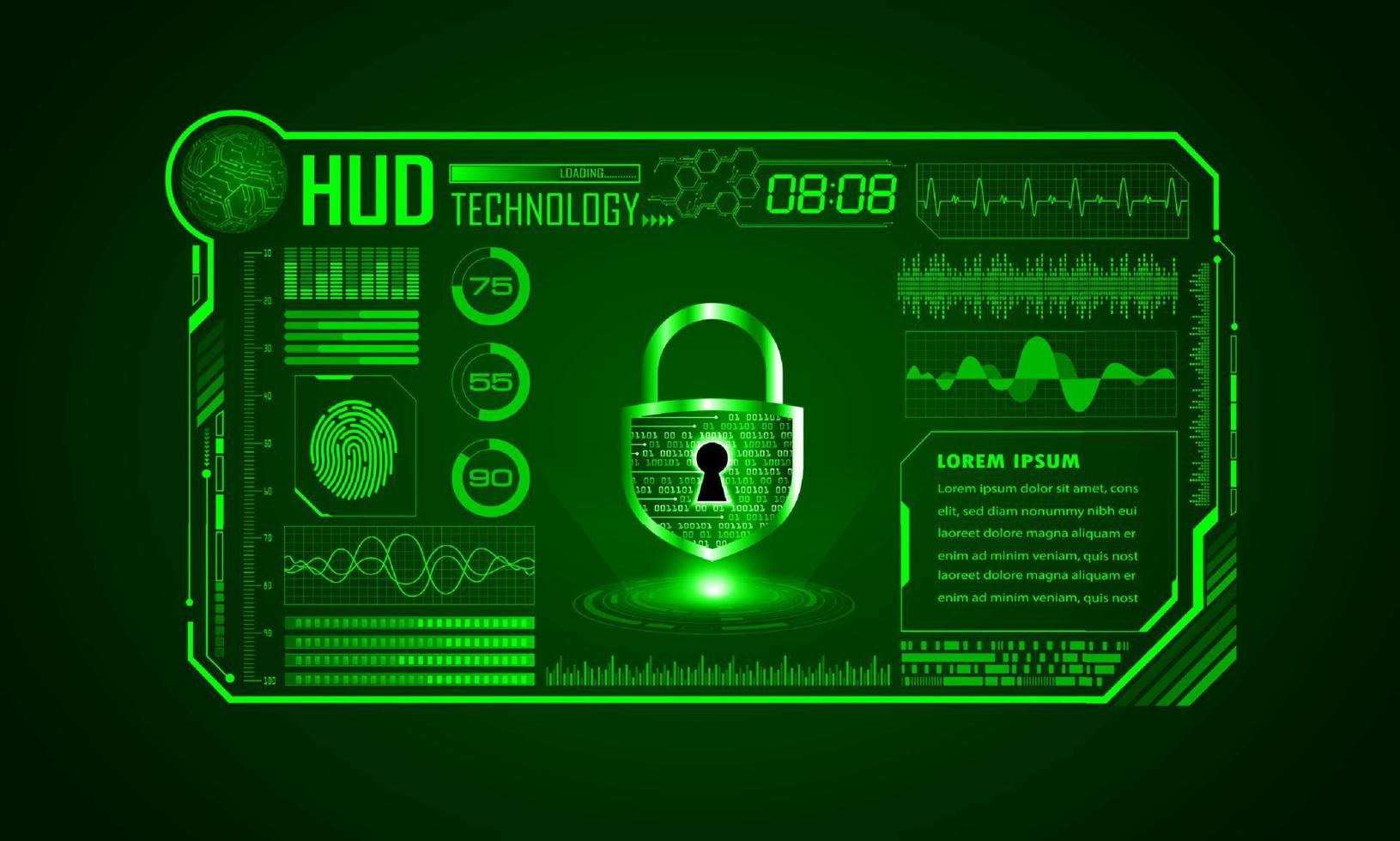 xxxxxModern HUD Technology Screen Background with padlock vector