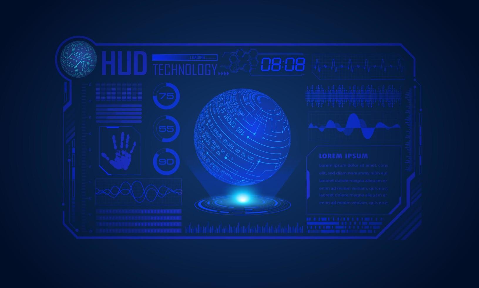 Modern HUD Technology Screen Background with blue globe vector