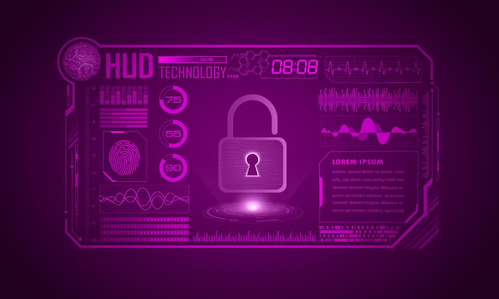 Modern HUD Technology Screen Background with padlock vector