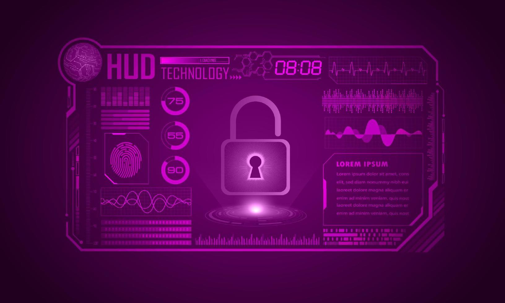 Modern HUD Technology Screen Background with padlock vector