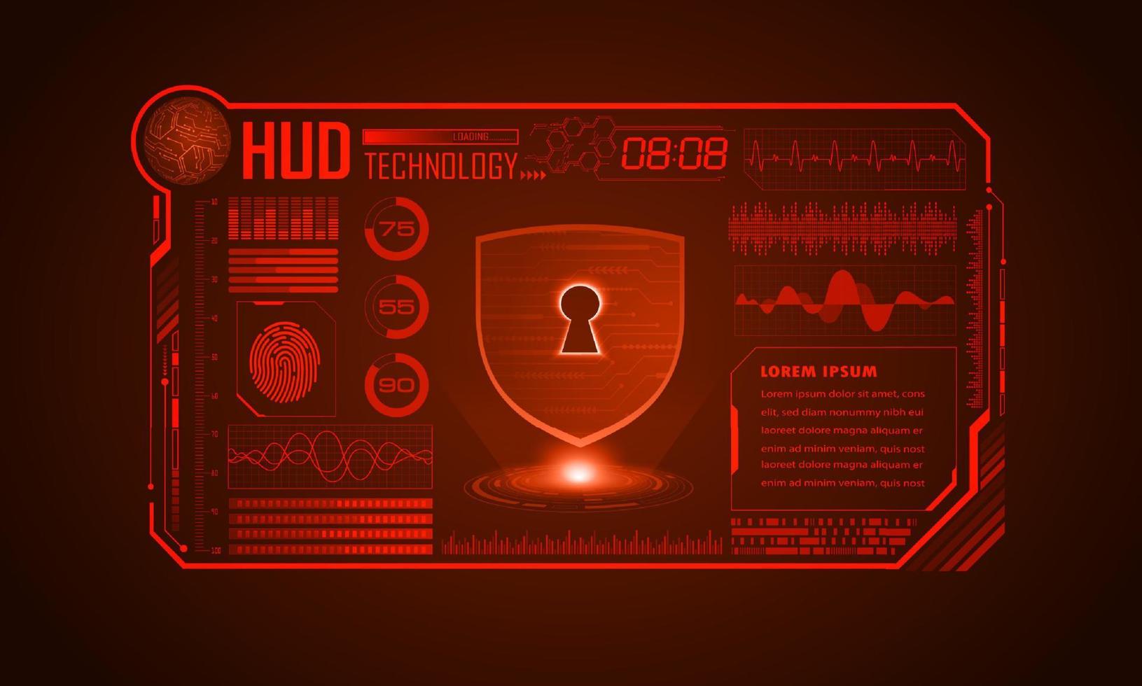 fondo de pantalla de tecnología hud moderna con candado vector