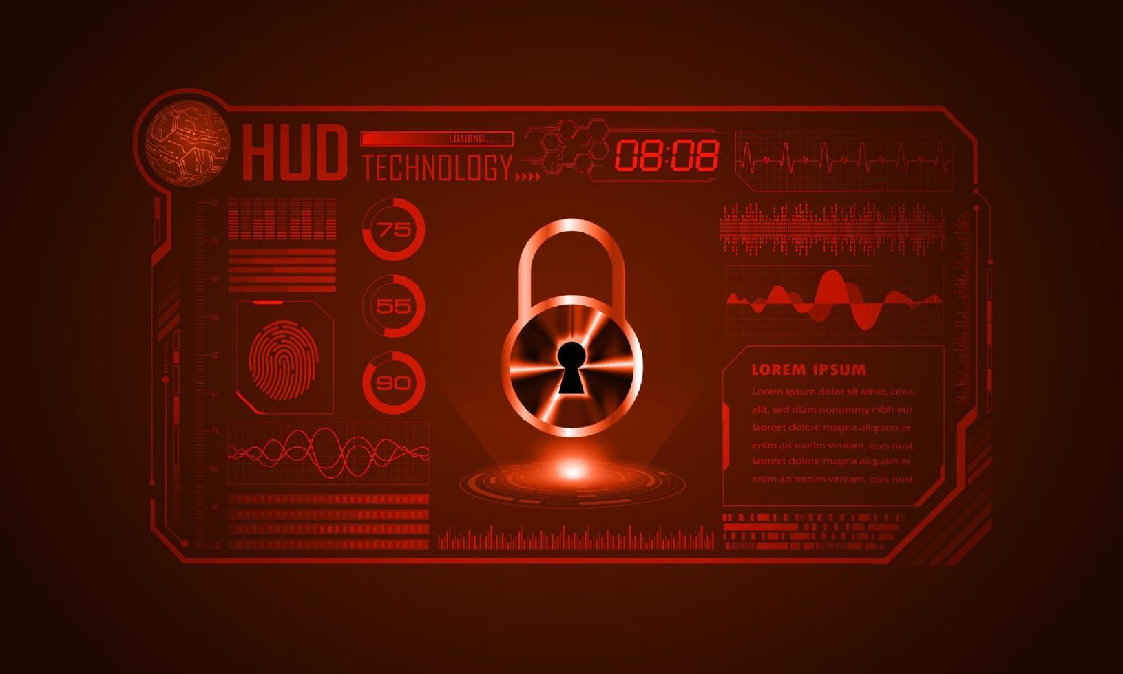 xxxxxModern HUD Technology Screen Background with padlock vector