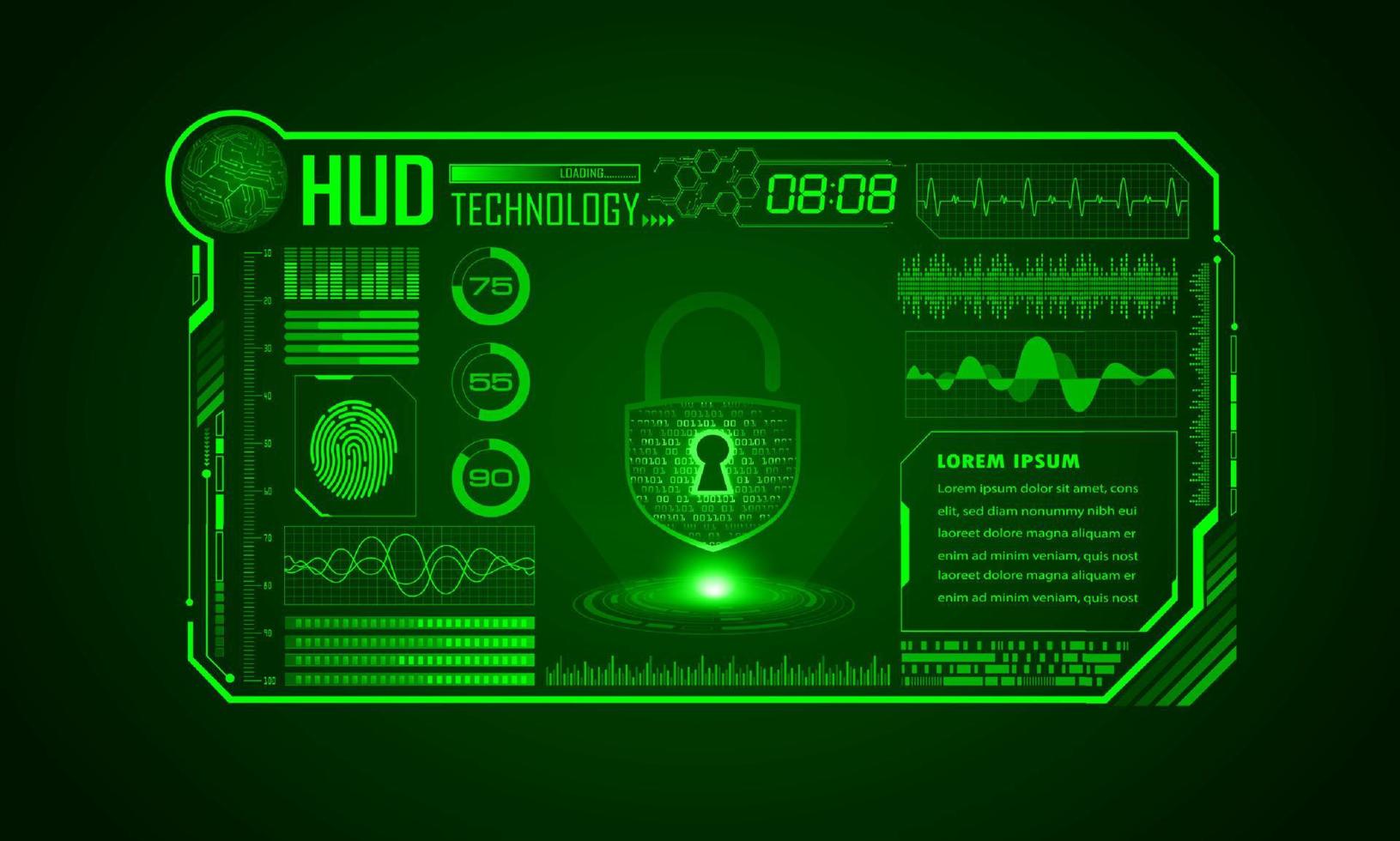 xxxxxModern HUD Technology Screen Background with padlock vector