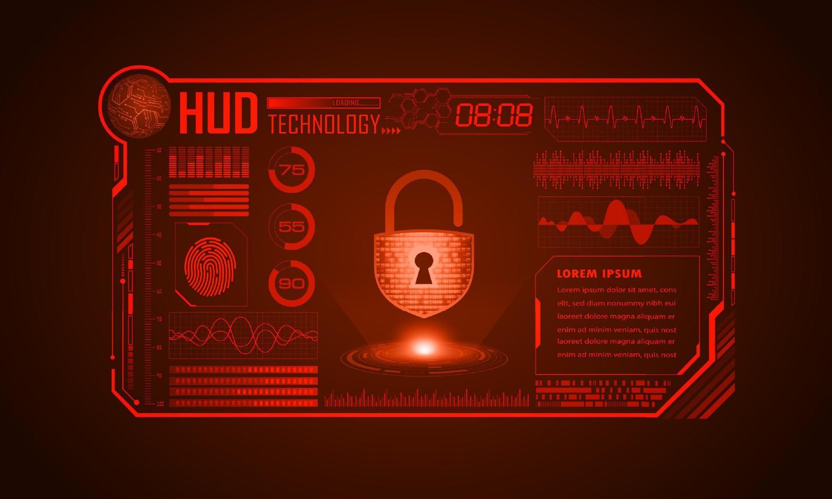 xxxxxModern HUD Technology Screen Background with padlock vector
