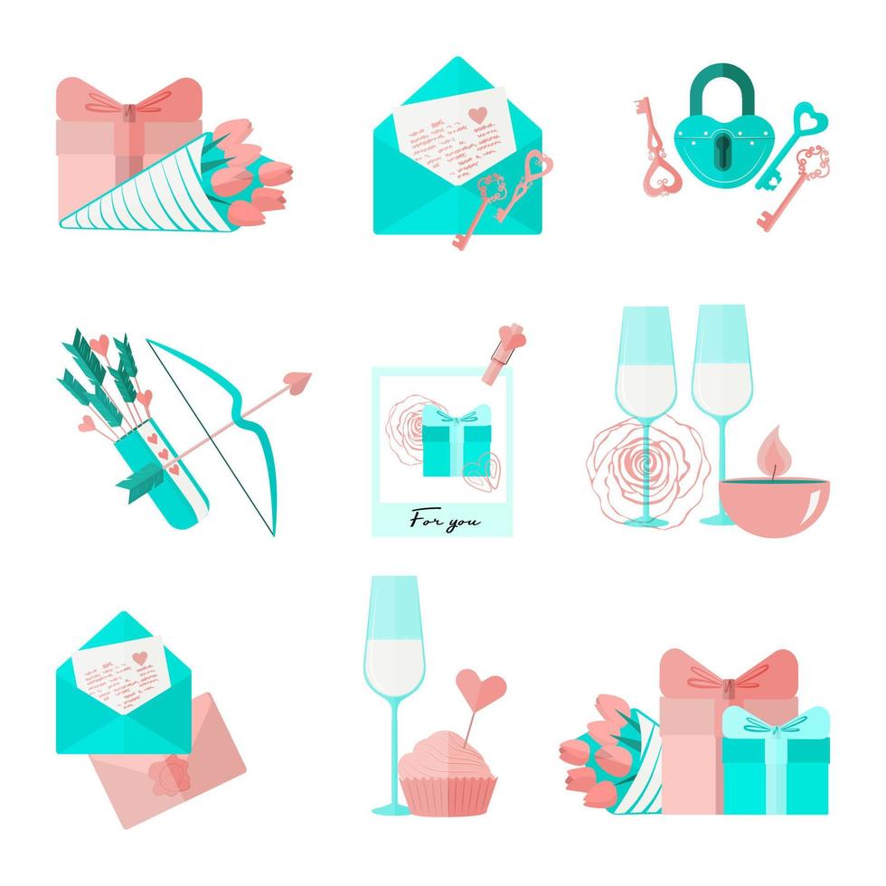 Valentine stickers on a white background vector