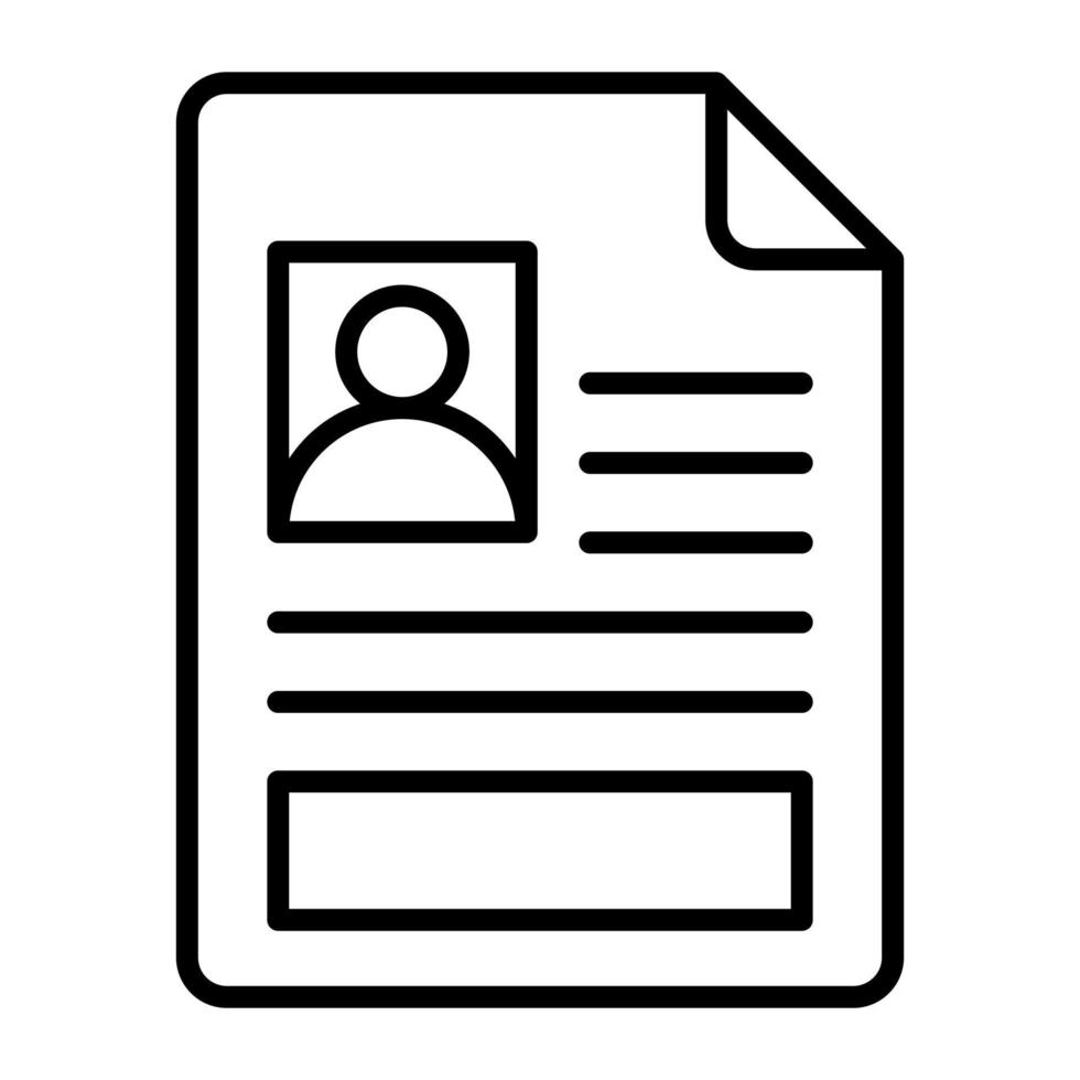 icono de vector de curriculum vitae en estilo de moda