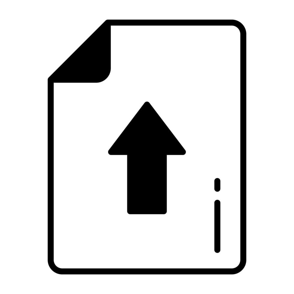 File having upward arrow showing concept of uploading data vector