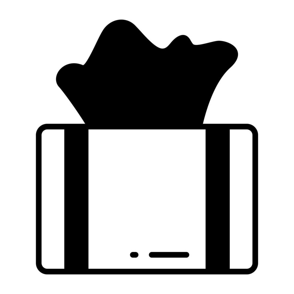 Tissue box vector icon for cleaning wipes, hygiene accessory