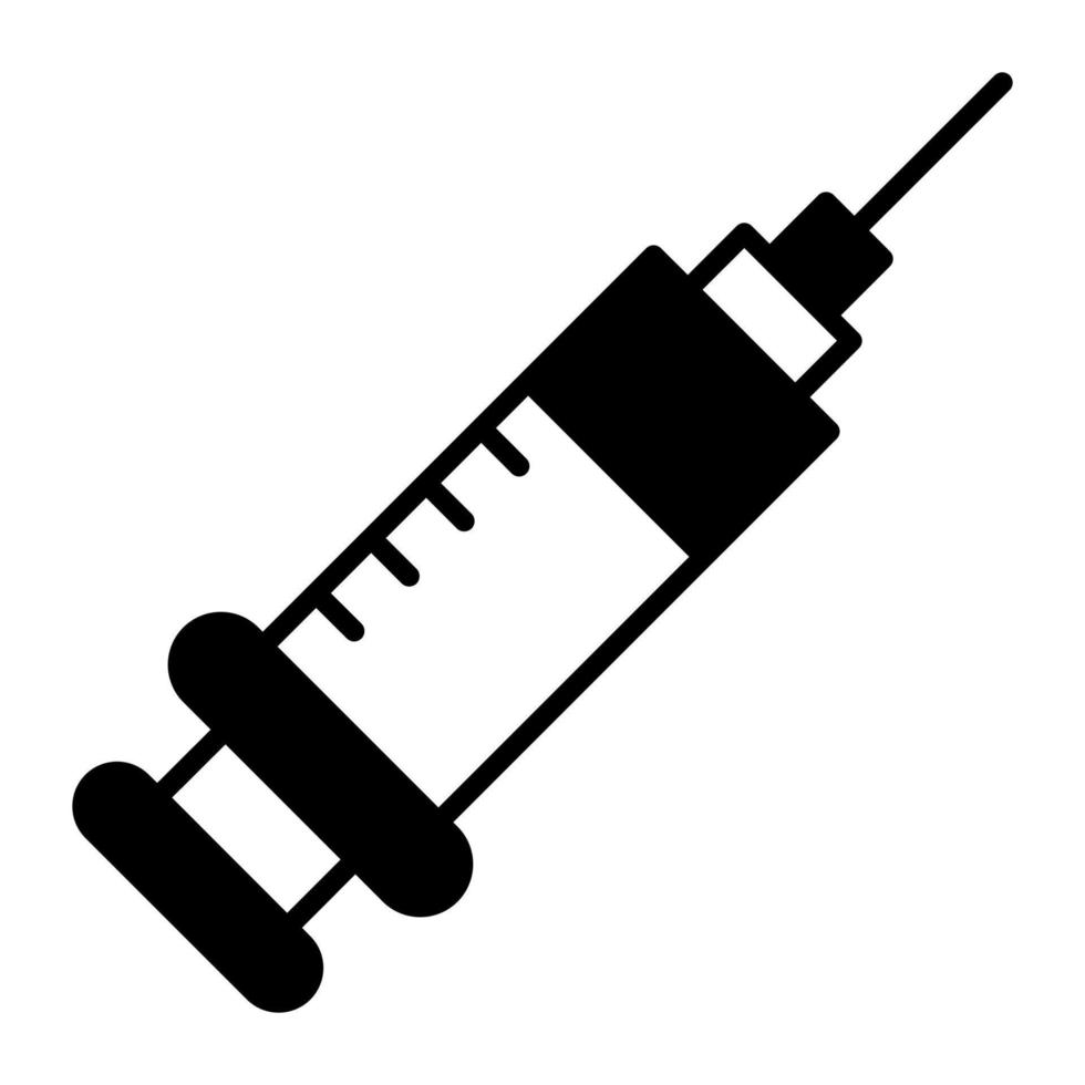 Medical syringe icon, vector style medical antibiotic needle used to inject fluids