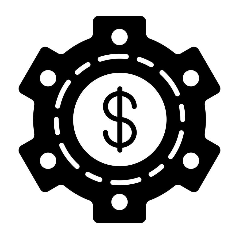 Dollar coin inside gear icon money management vector