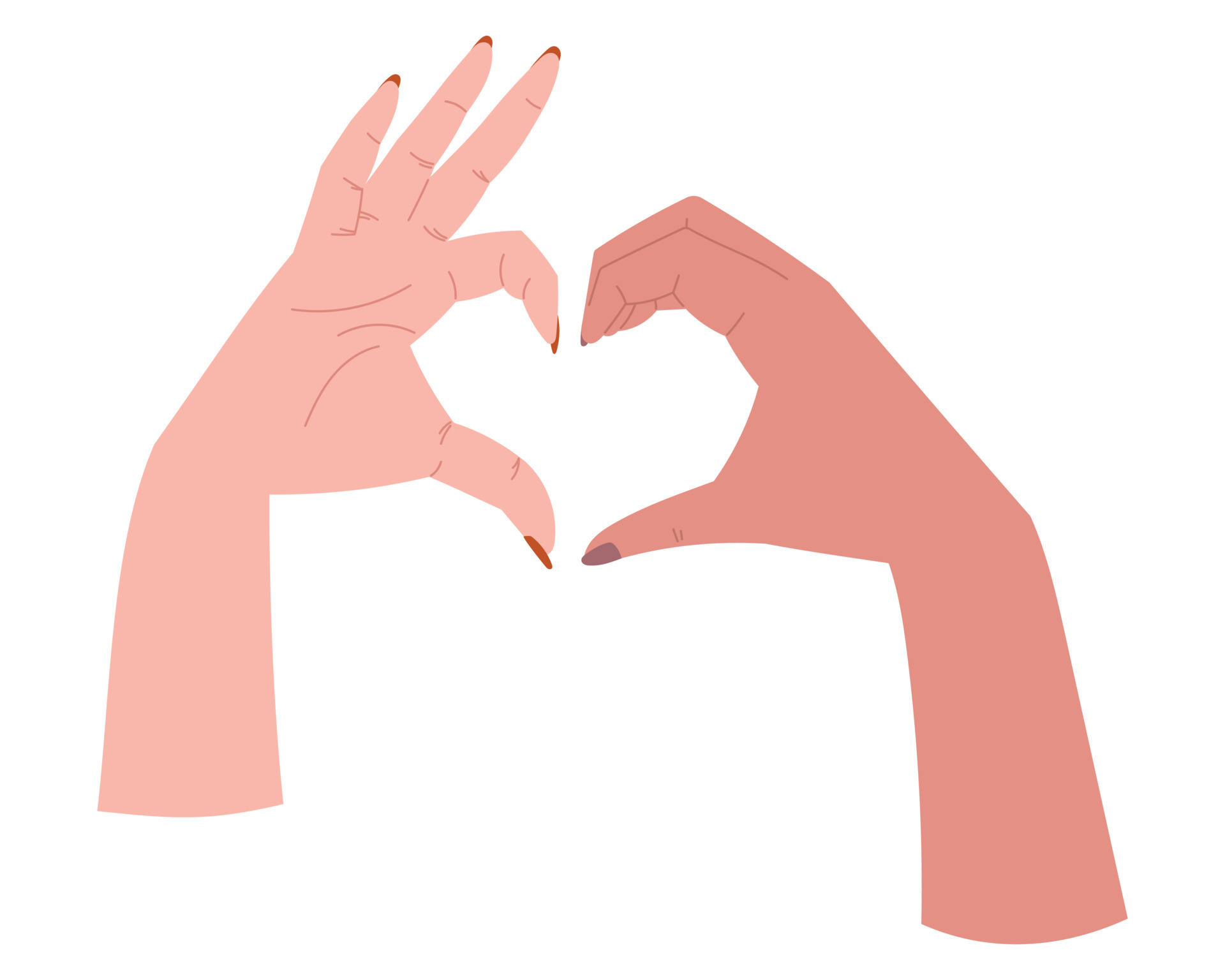 Hands of a couple of people making heart shape with their fingers